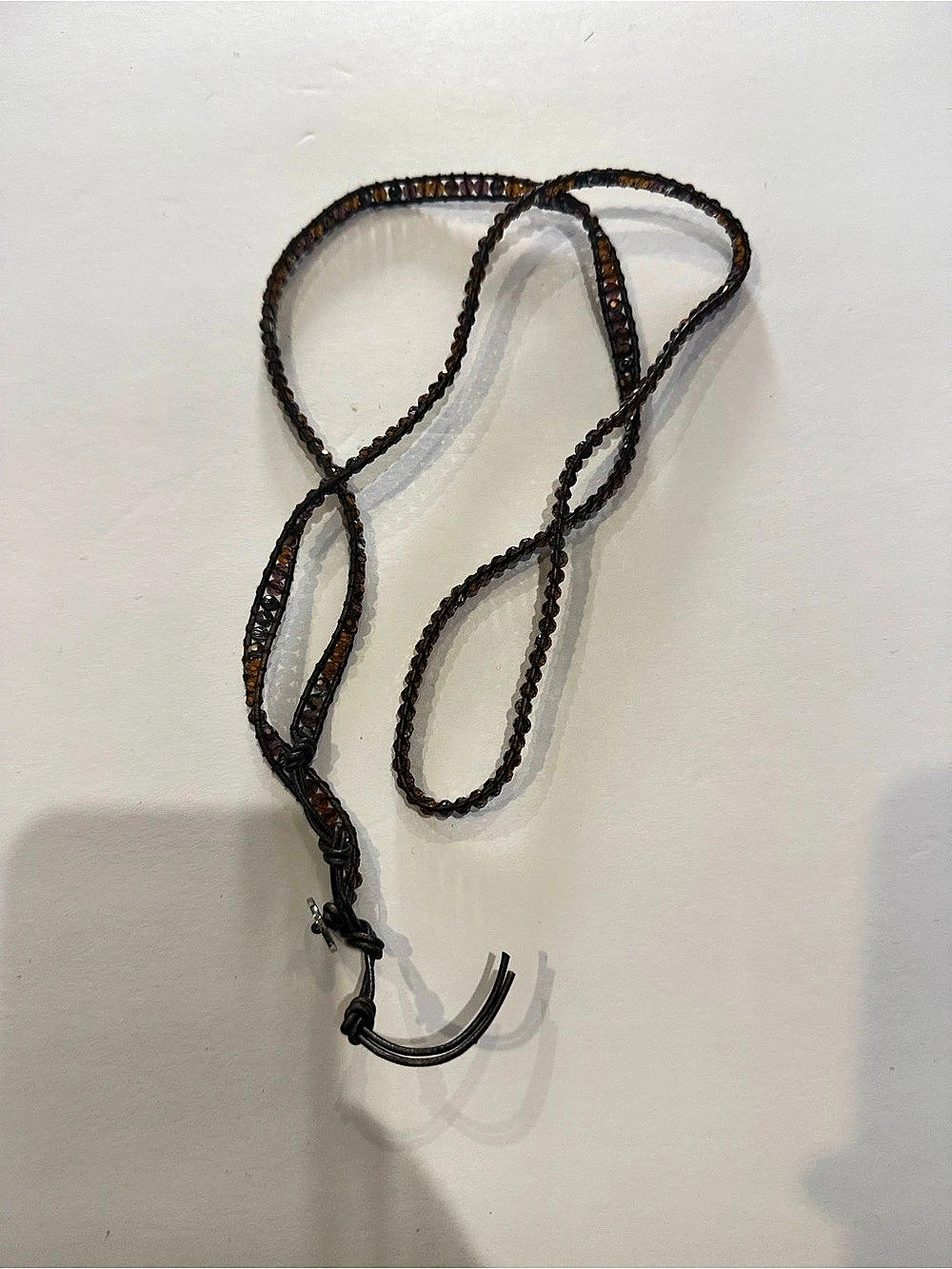 Victoria Emerson Black & Brown Braided & Beaded Cord Wrap Necklace